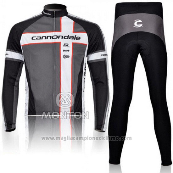 2011 Abbigliamento Ciclismo Cannondale Grigio Manica Lunga e Salopette